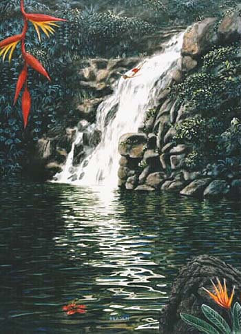 Waterfall with Diver by Bill Braden