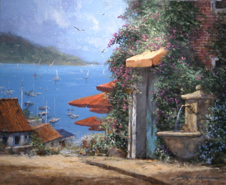 "RED UMBRELLAS" by James Coleman